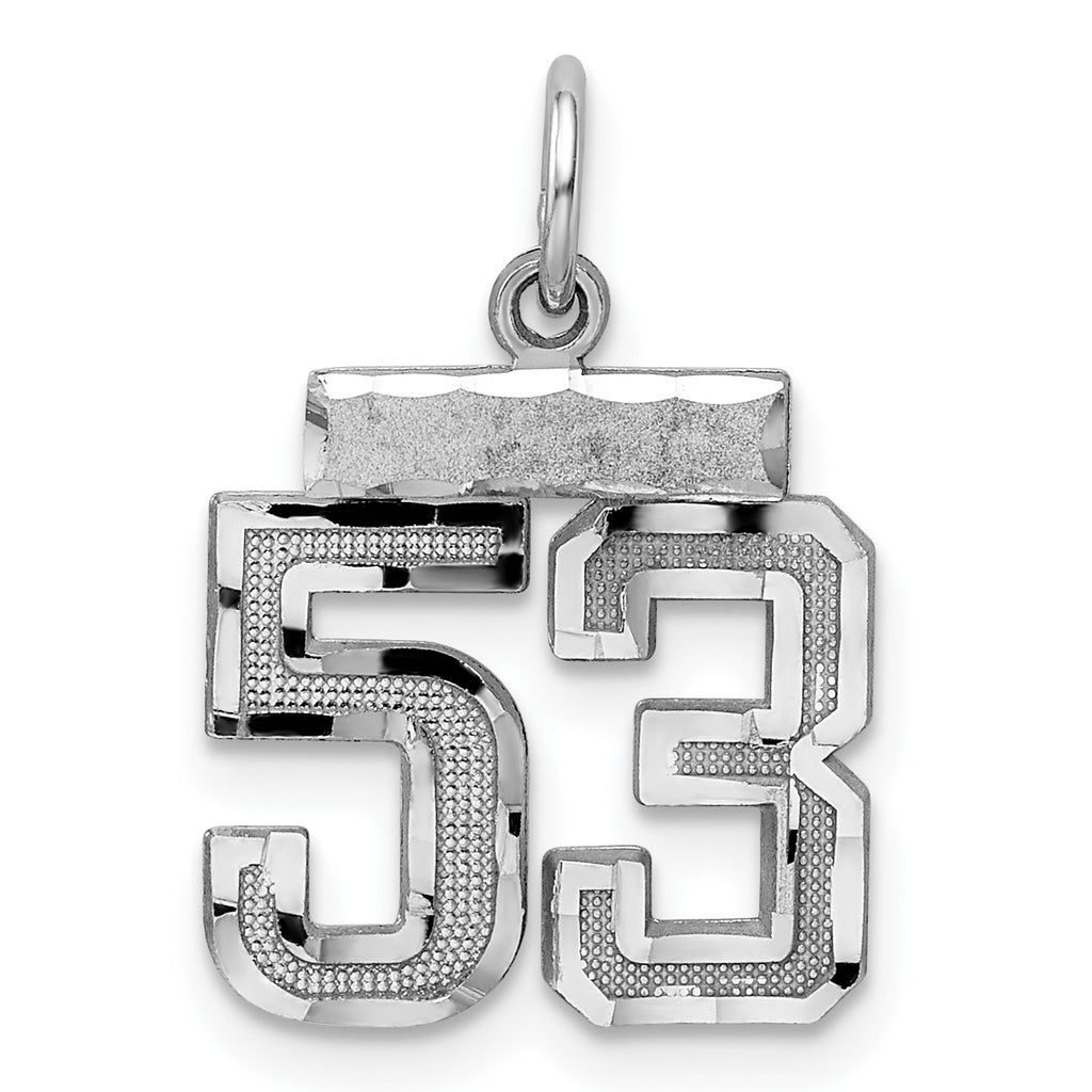 Sterling Silver Rhodium-plated Diamond-cut #53 Charm