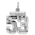 Sterling Silver Rhodium-plated Diamond-cut #53 Charm