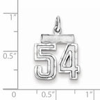 Sterling Silver Rhodium-plated Diamond-cut #54 Charm
