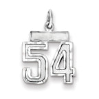 Sterling Silver Rhodium-plated Diamond-cut #54 Charm