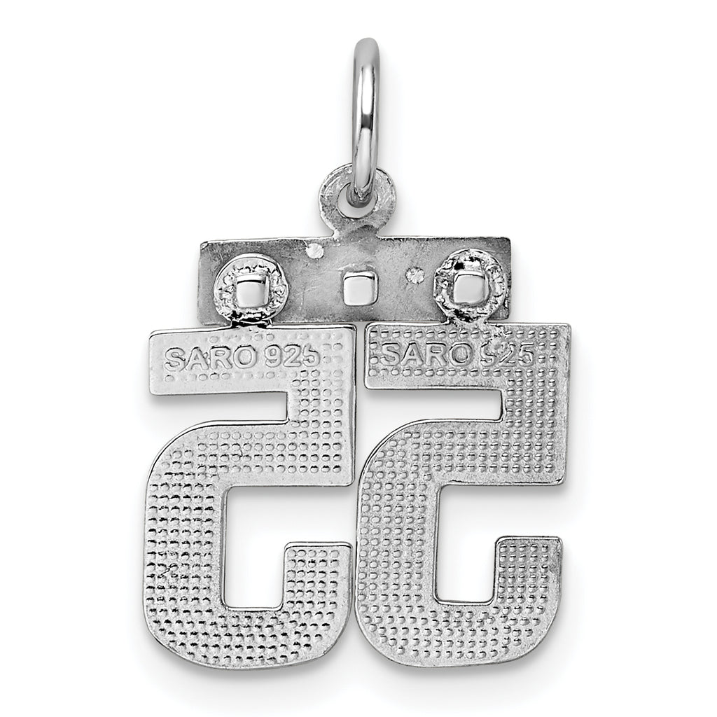 Sterling Silver Rhodium-plated Diamond-cut #55 Charm