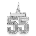 Sterling Silver Rhodium-plated Diamond-cut #55 Charm