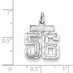 Sterling Silver Rhodium-plated Diamond-cut #56 Charm