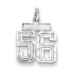 Sterling Silver Rhodium-plated Diamond-cut #56 Charm