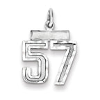 Sterling Silver Rhodium-plated Diamond-cut #57 Charm