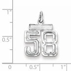 Sterling Silver Rhodium-plated Diamond-cut #58 Charm