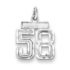 Sterling Silver Rhodium-plated Diamond-cut #58 Charm