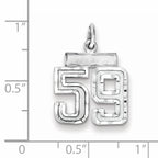 Sterling Silver Rhodium-plated Diamond-cut #59 Charm