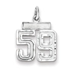 Sterling Silver Rhodium-plated Diamond-cut #59 Charm