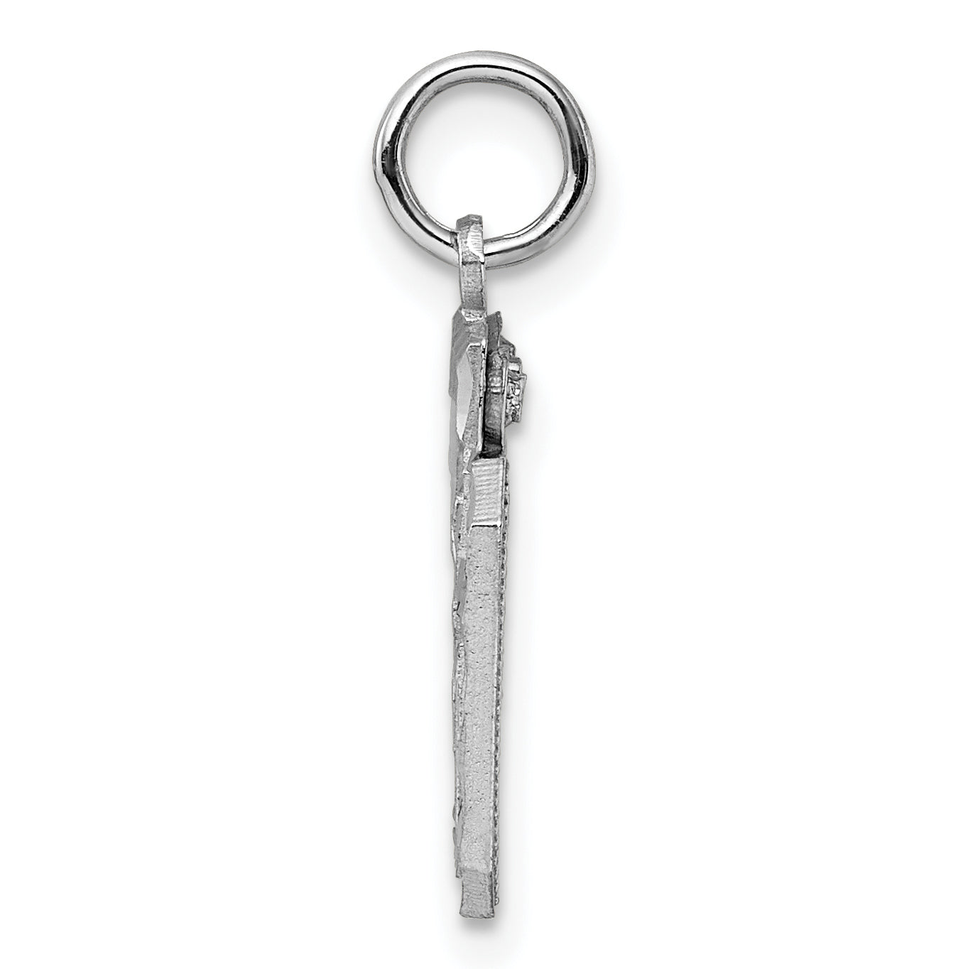 Sterling Silver Rhodium-plated Diamond-cut #60 Charm Secondary image