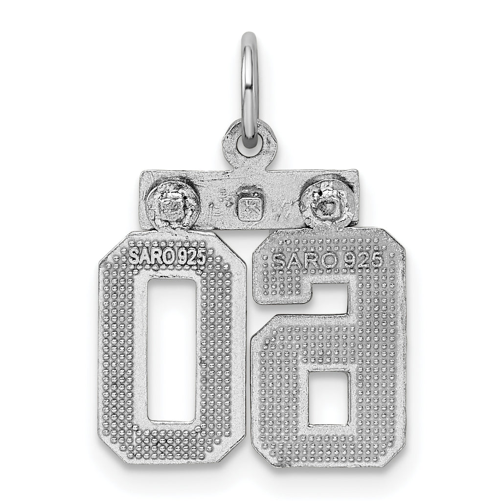 Sterling Silver Rhodium-plated Diamond-cut #60 Charm