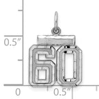 Sterling Silver Rhodium-plated Diamond-cut #60 Charm