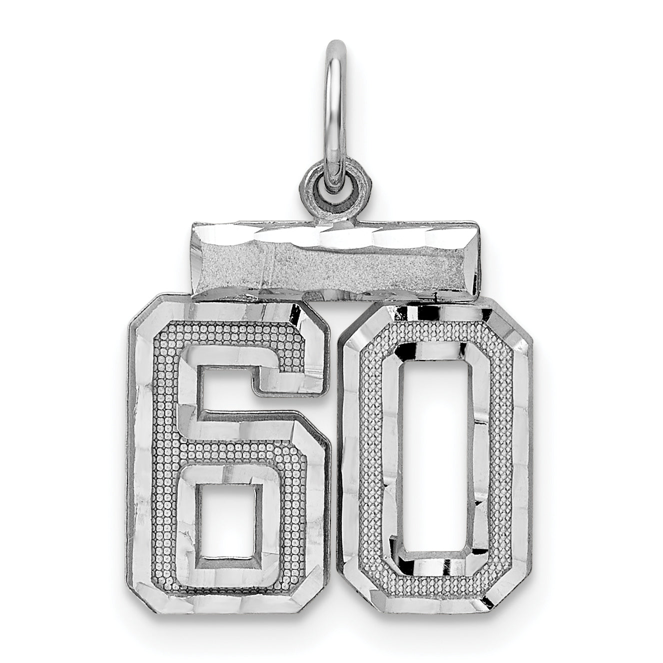Sterling Silver Rhodium-plated Diamond-cut #60 Charm Main image