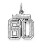 Sterling Silver Rhodium-plated Diamond-cut #60 Charm