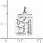 Sterling Silver Rhodium-plated Diamond-cut #61 Charm