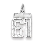 Sterling Silver Rhodium-plated Diamond-cut #61 Charm