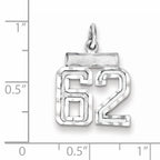 Sterling Silver Rhodium-plated Diamond-cut #62 Charm