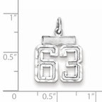 Sterling Silver Rhodium-plated Diamond-cut #63 Charm
