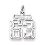 Sterling Silver Rhodium-plated Diamond-cut #63 Charm