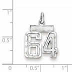 Sterling Silver Rhodium-plated Diamond-cut #64 Charm