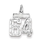 Sterling Silver Rhodium-plated Diamond-cut #64 Charm