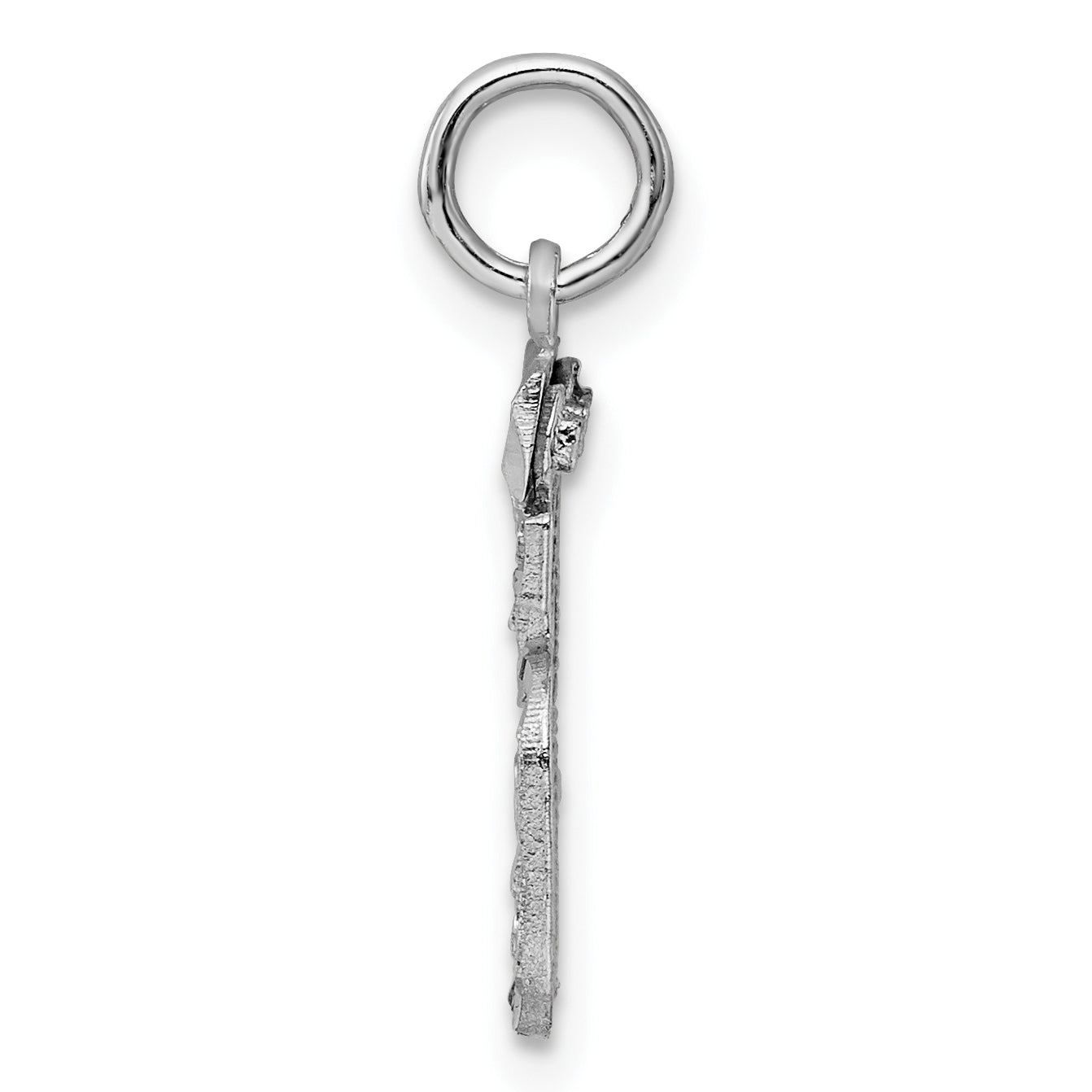 Sterling Silver Rhodium-plated Diamond-cut #65 Charm Secondary image