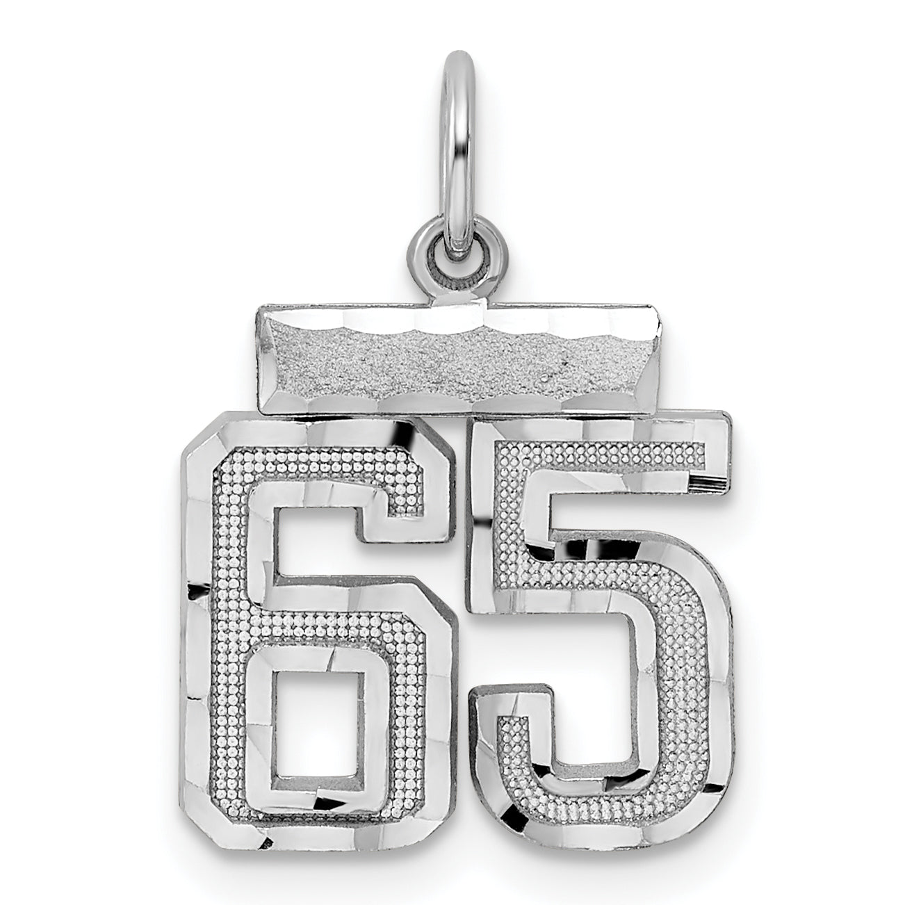 Sterling Silver Rhodium-plated Diamond-cut #65 Charm Main image