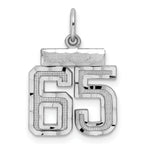 Sterling Silver Rhodium-plated Diamond-cut #65 Charm