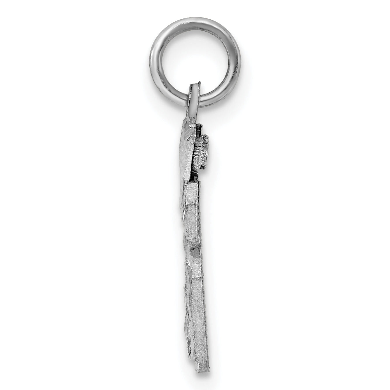Sterling Silver Rhodium-plated Diamond-cut #66 Charm Secondary image