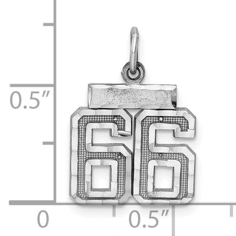Sterling Silver Rhodium-plated Diamond-cut #66 Charm