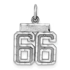 Sterling Silver Rhodium-plated Diamond-cut #66 Charm