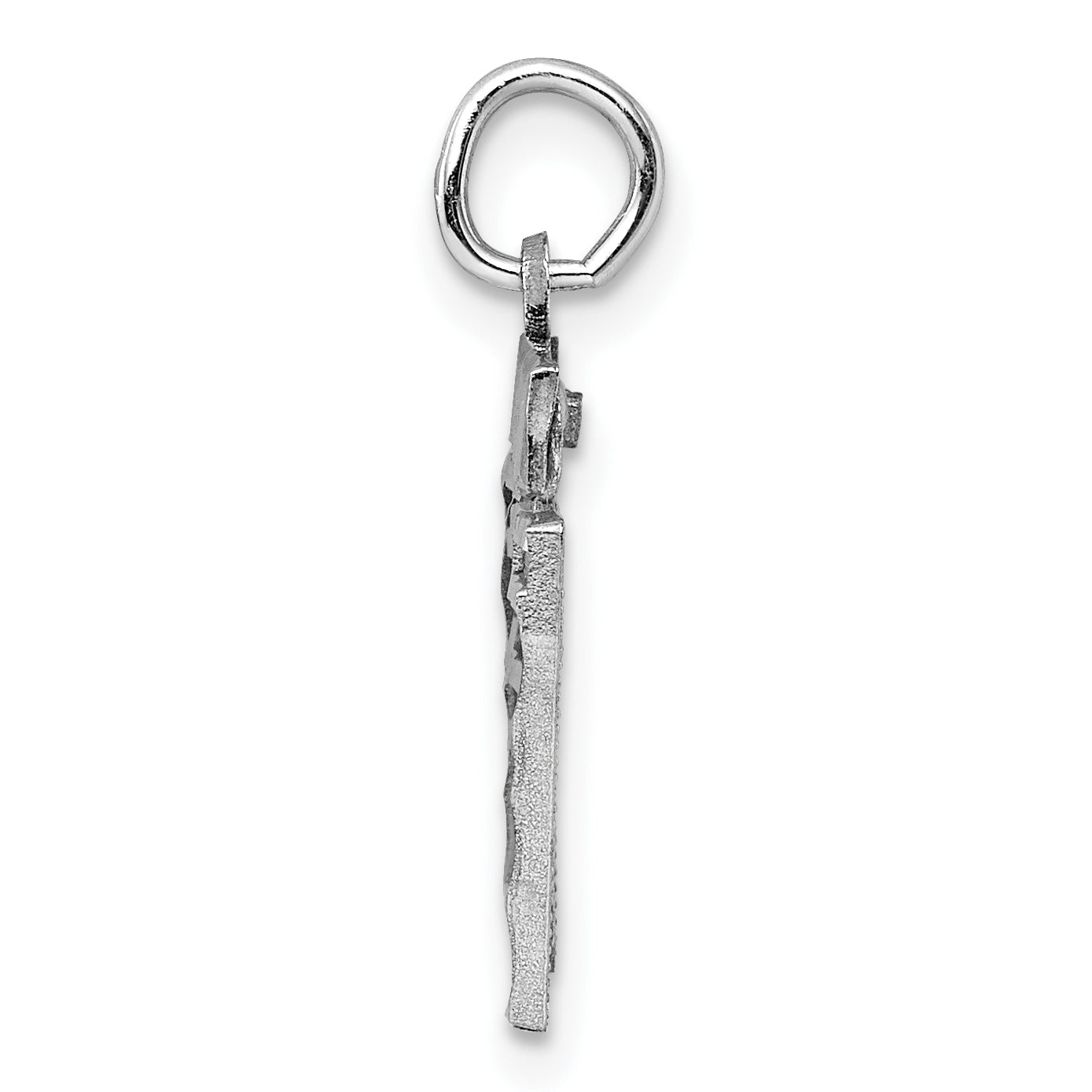 Sterling Silver Rhodium-plated Diamond-cut #67 Charm Secondary image