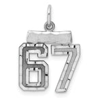 Sterling Silver Rhodium-plated Diamond-cut #67 Charm