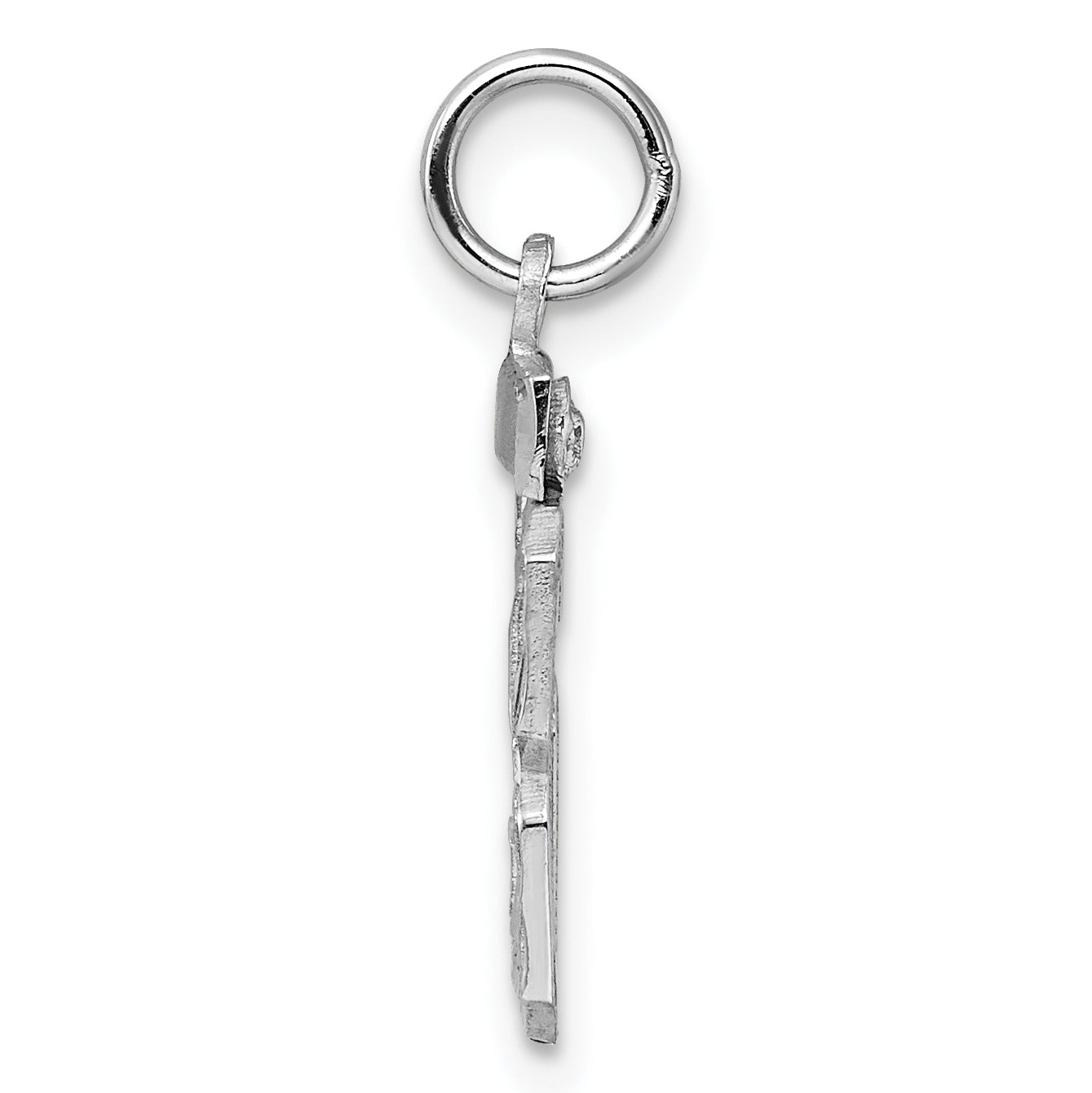 Sterling Silver Rhodium-plated Diamond-cut #68 Charm Secondary image