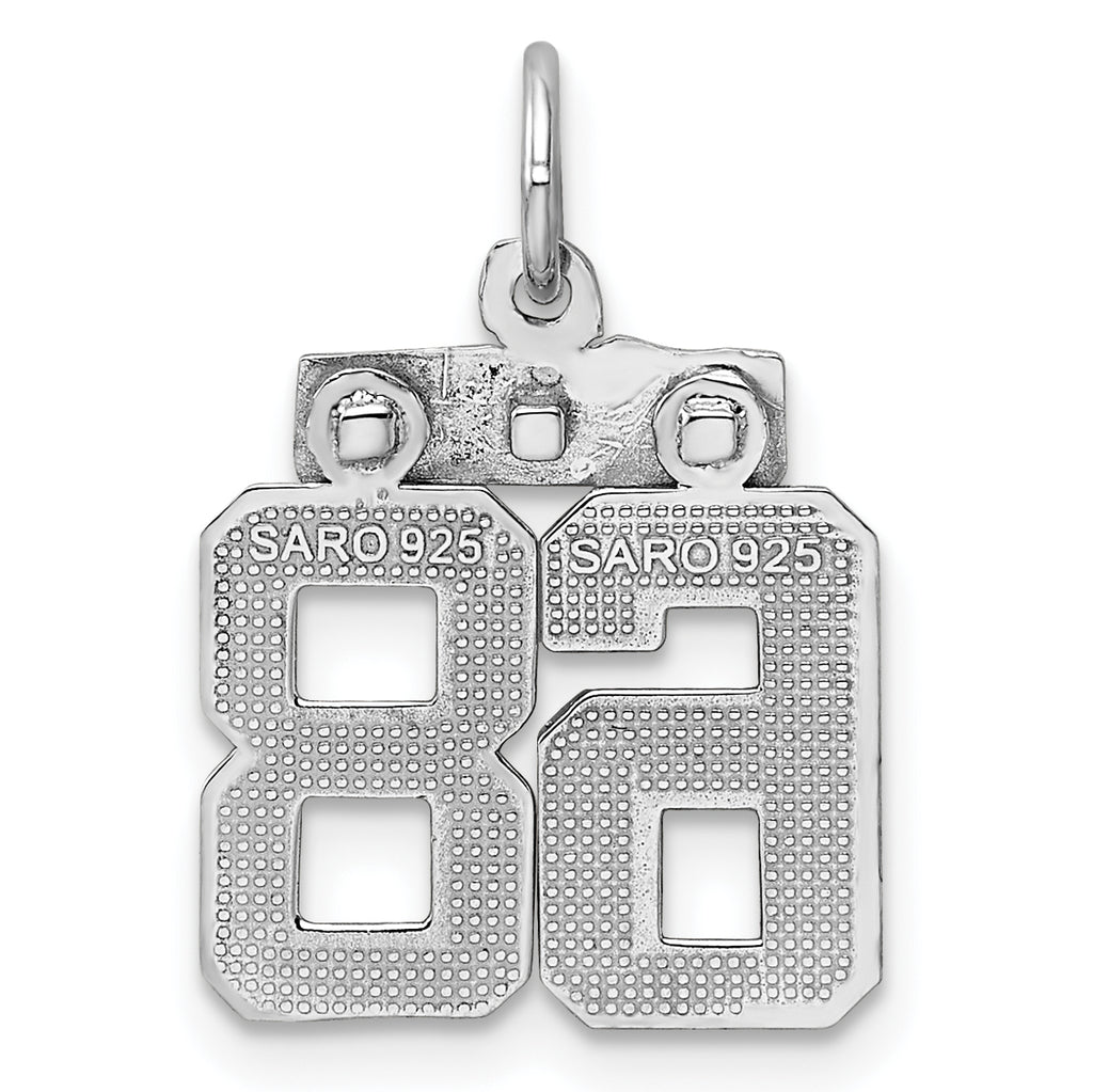 Sterling Silver Rhodium-plated Diamond-cut #68 Charm