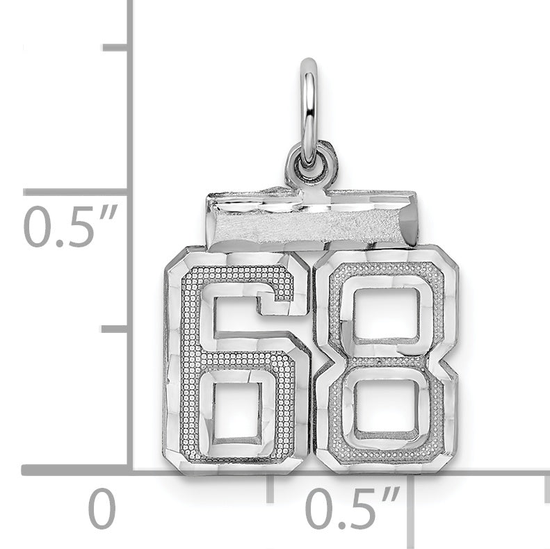 Sterling Silver Rhodium-plated Diamond-cut #68 Charm