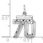 Sterling Silver Rhodium-plated Diamond-cut #70 Charm