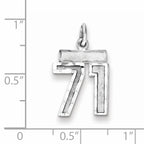 Sterling Silver Rhodium-plated Diamond-cut #71 Charm