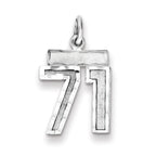 Sterling Silver Rhodium-plated Diamond-cut #71 Charm