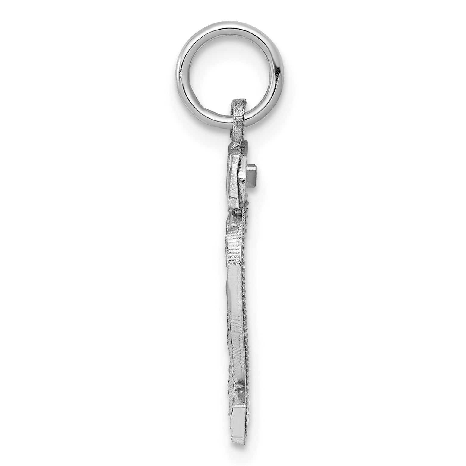 Sterling Silver Rhodium-plated Diamond-cut #72 Charm Secondary image