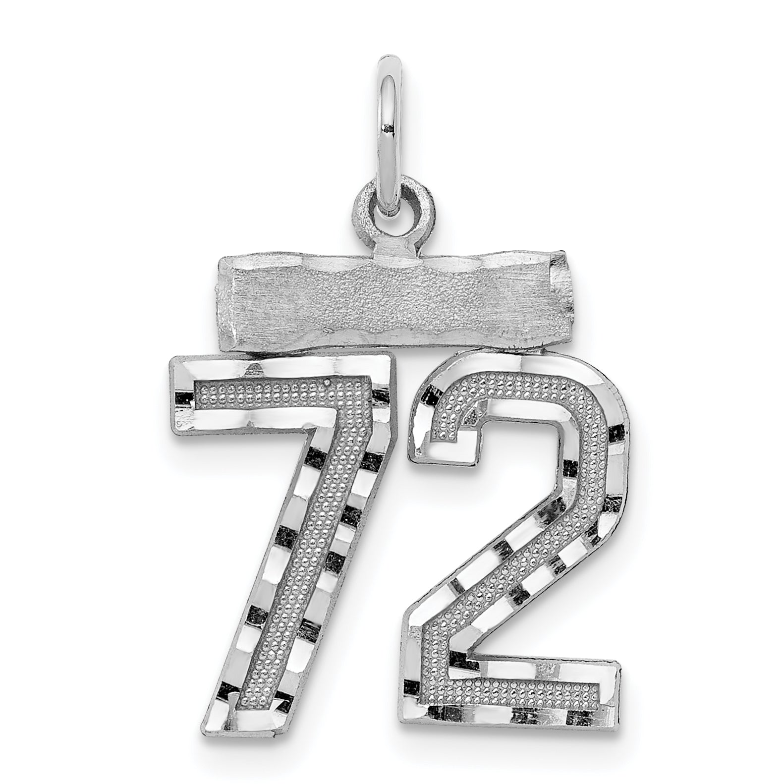 Sterling Silver Rhodium-plated Diamond-cut #72 Charm Main image