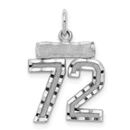 Sterling Silver Rhodium-plated Diamond-cut #72 Charm