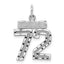 Sterling Silver Rhodium-plated Diamond-cut #72 Charm