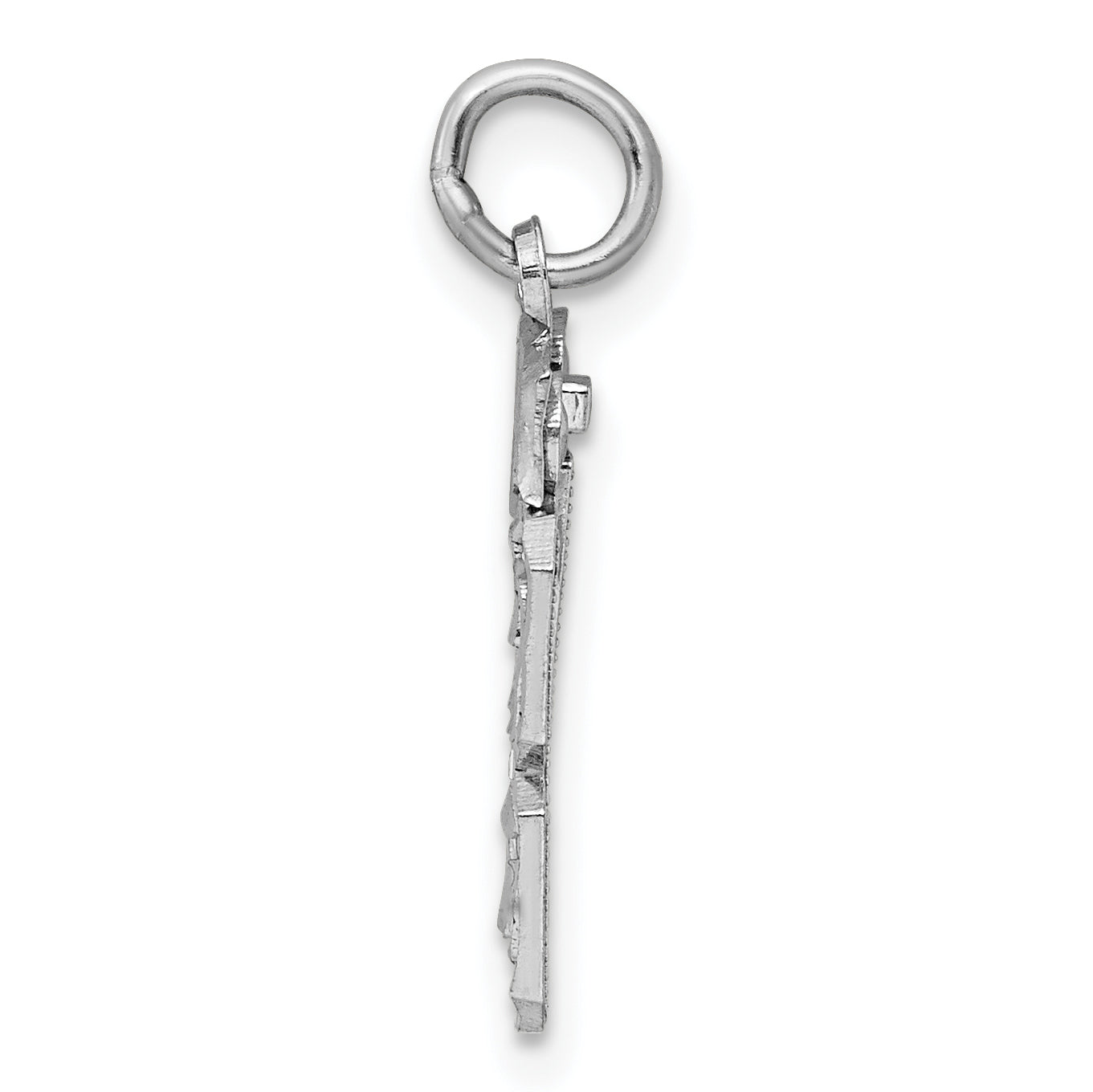 Sterling Silver Rhodium-plated Diamond-cut #73 Charm Secondary image