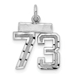 Sterling Silver Rhodium-plated Diamond-cut #73 Charm