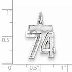 Sterling Silver Rhodium-plated Diamond-cut #74 Charm
