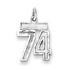 Sterling Silver Rhodium-plated Diamond-cut #74 Charm
