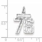 Sterling Silver Rhodium-plated Diamond-cut #76 Charm
