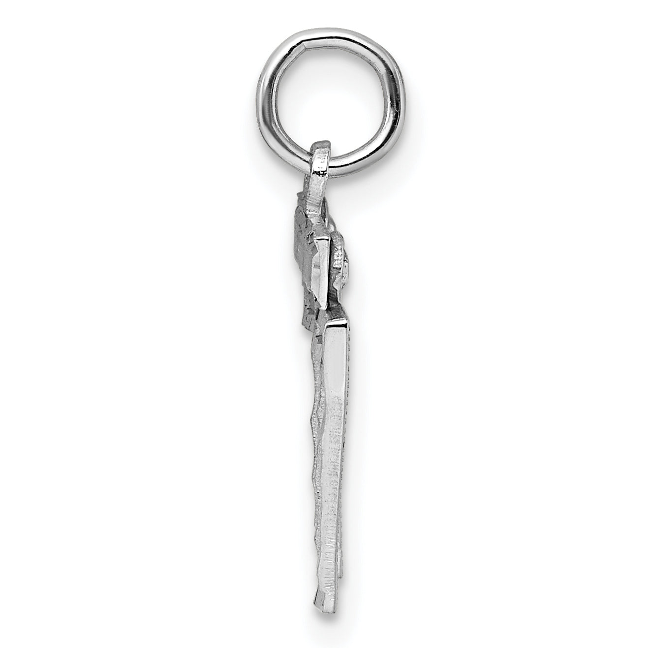 Sterling Silver Rhodium-plated Diamond-cut #77 Charm Secondary image