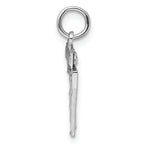 Sterling Silver Rhodium-plated Diamond-cut #77 Charm